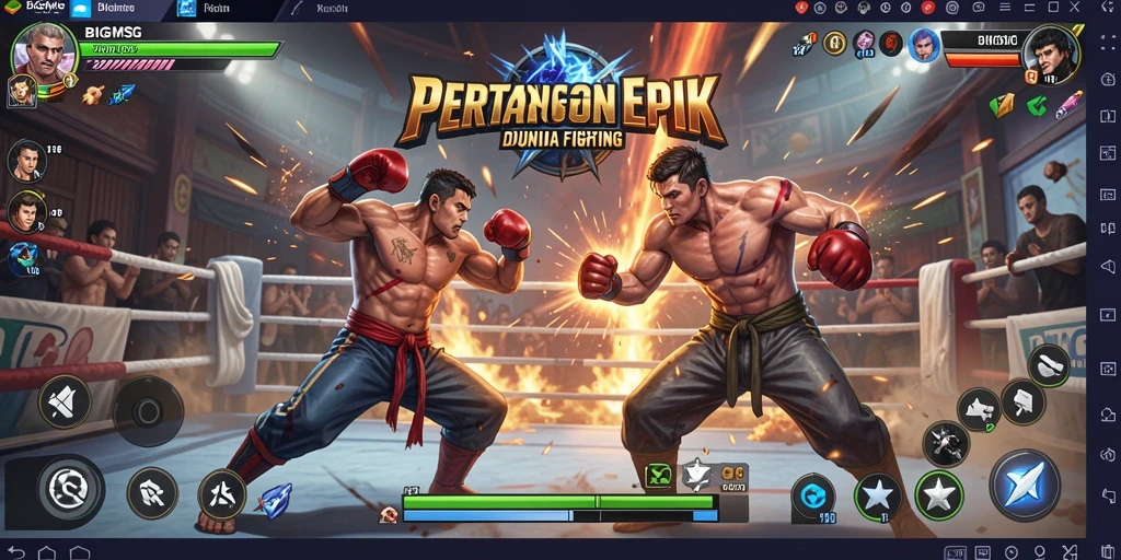 Tampilan mendebarkan dari gameplay Fighting yang sengit.