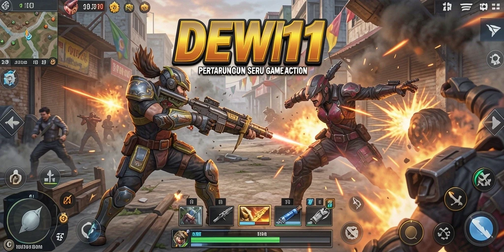 Screenshot gameplay DEWI11 dengan aksi pertarungan yang seru.