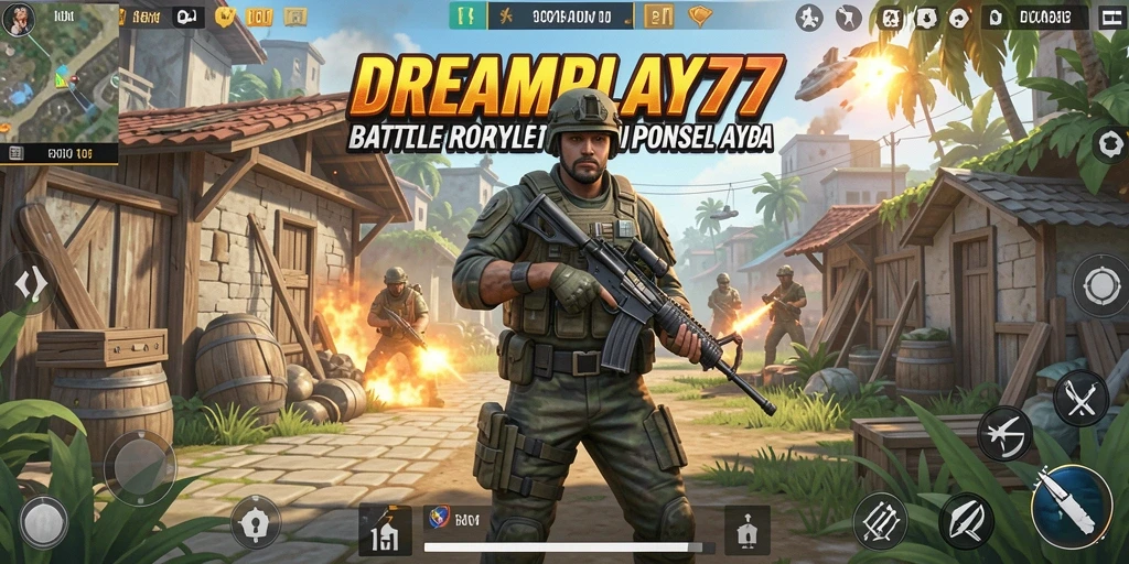 Tampilan aksi mendebarkan dalam gameplay Battle Royale DREAMPLAY77.