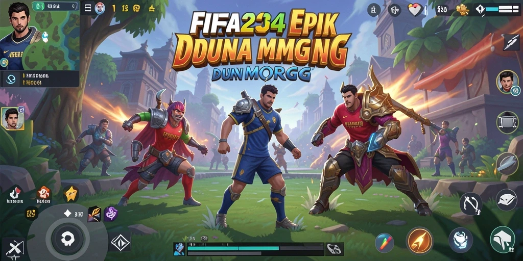 Tangkapan layar utama FIFA234 menampilkan aksi pertarungan MMORPG yang seru.