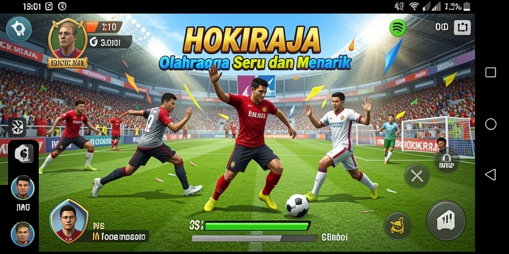 Tampilan gameplay seru di HOKIRAJA dengan berbagai olahraga.