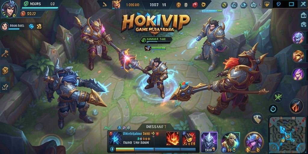 Tampilan menarik dari gameplay <strong>HOKIVIP</strong> dengan hero dalam pertempuran.