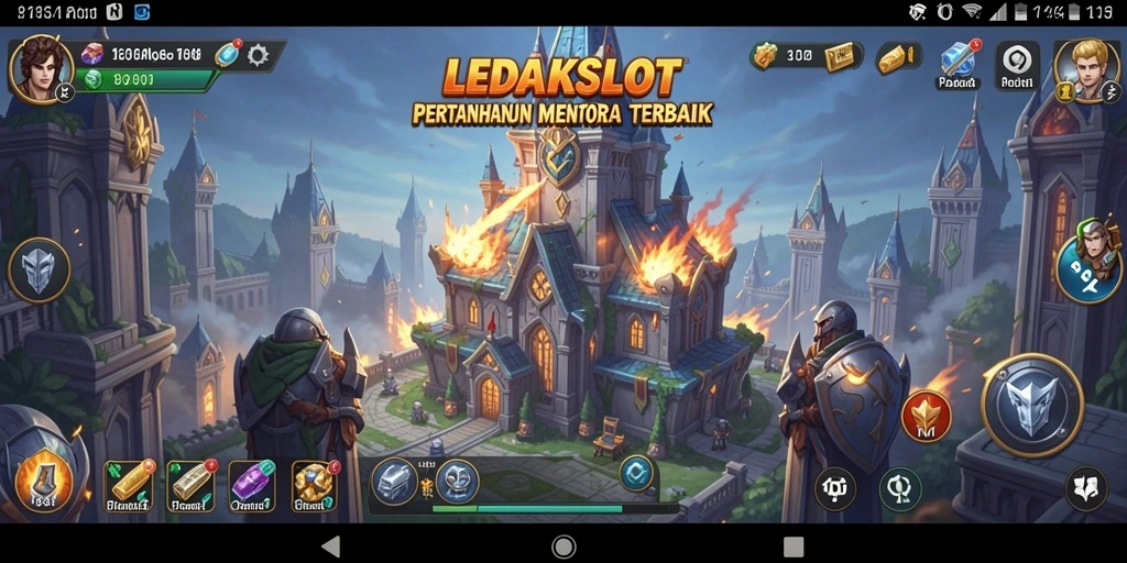 Gameplay seru Tower Defense di LEDAKSLOT dengan berbagai menara dan musuh.