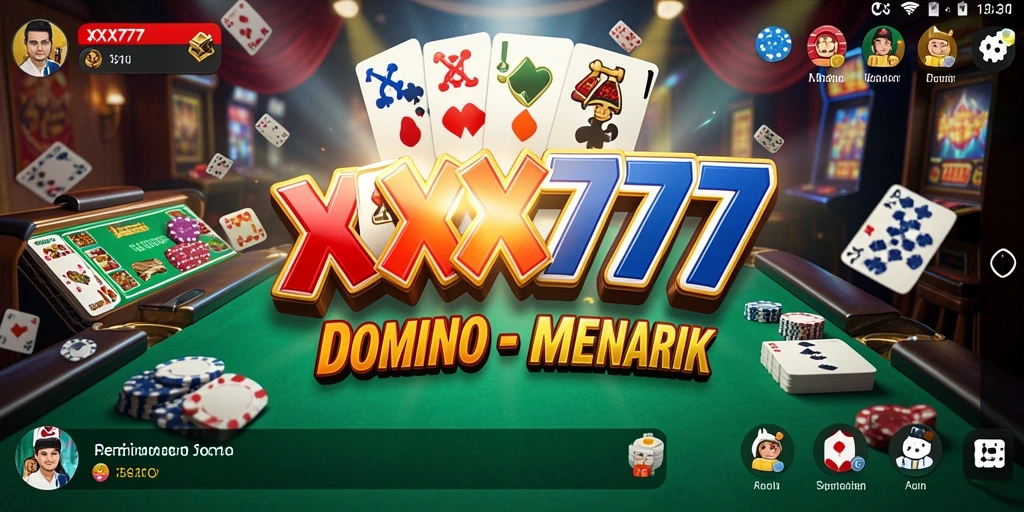 Screenshot utama XXX777 menampilkan pemain yang sedang berkompetisi dalam permainan Domino.